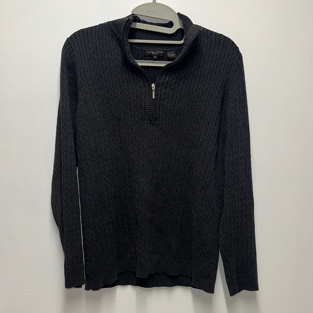 JEANNE PIERRE Black Zip Up  Sweater